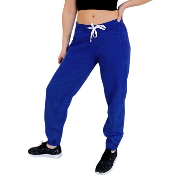 COTTON ON blue fleece drawstring tapered ankle jogger sweatpants size large - Picture 1 of 12